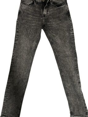 Black Acid Washed Skinny Jeans — Women's Stretch High-Rise